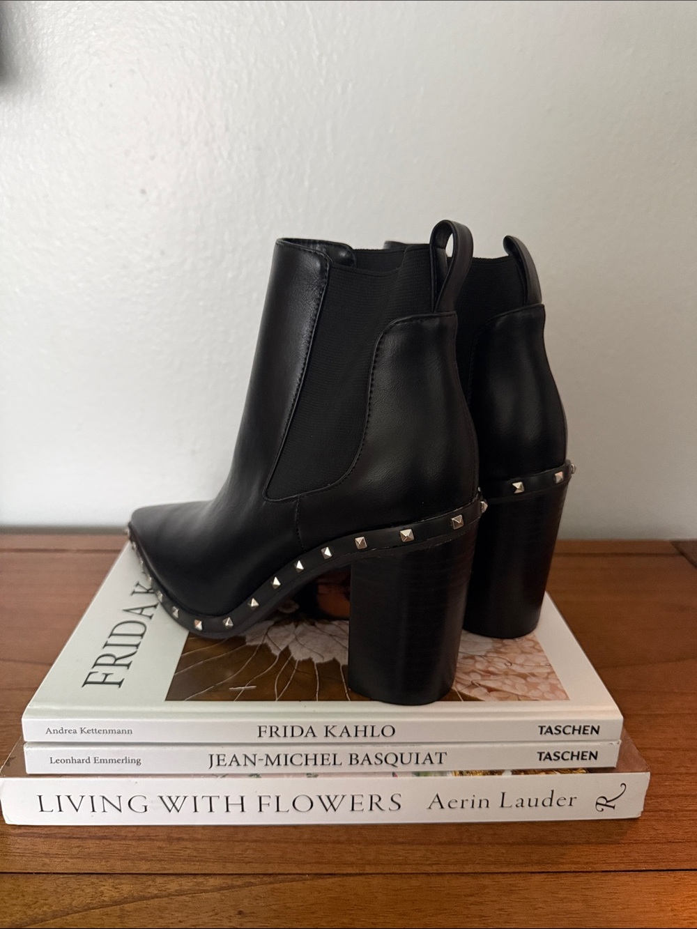 Charles By Charles David Black Studded Pointed Ankle Boots - Picture 2 of 3